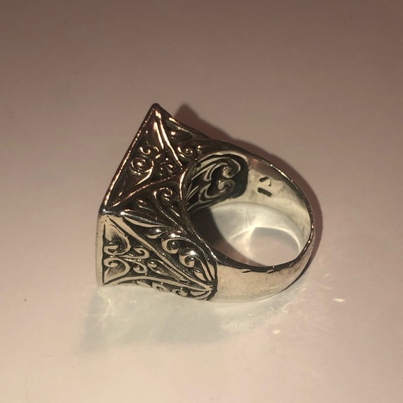 VTG Huge Sterling Silver Floral Filigree Style Heavy Ring Sz 7.25 / 17.5g - Picture 2 of 11